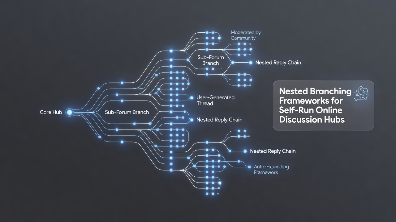 Screenshot of a live self-run discussion hub showing nested replies and branching topic threads in action